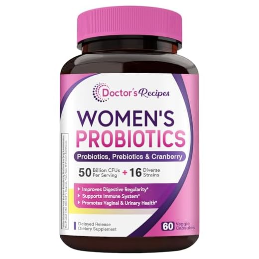 Doctor's Recipes Women’s Probiotic, 60 Caps 50 Billion CFU 16 Strains, with Organic Prebiotics Cranberry, Digestive Immune Vaginal & Urinary Health, Shelf Stable, Delayed Release, No Soy Gluten Dairy