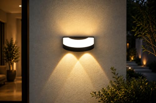 Image of FILLISKA LED Indoor UP Down Wall Light, Warm White Colour with Shockproof Alluminium White Body (Black Semicircle 6 Watt)