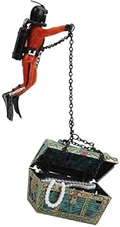 Treasure Chest & Diver Live-Action Aerating Air Bubbler Movement Aquarium Ornament