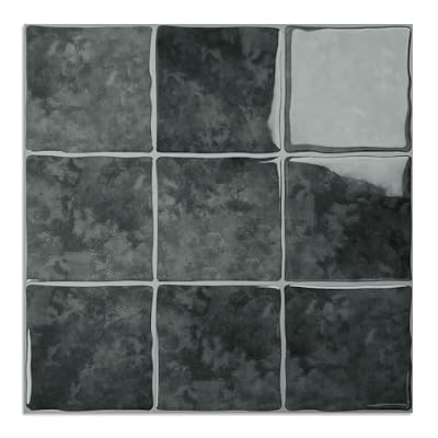 10 Sheet Peel and Stick Backsplash Tile, 12"x12", Dark Grey