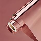 Wallercity Glossy Rose/Gold Mirror Contact Paper for Countertops 15.8''x118'' Non-Glass Safety Mirrors Peel and Stick Wallpaper Shiny Reflective Vinyl Mirror Adhesive Wall Stickers Sheets for Walls