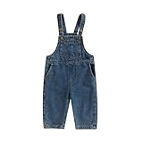 Toddler Baby Boy Girl Summer One Piece Suspender Overalls Jumpsuit Sleeveless Plain Romper Outfit Denim Bib Pants(G-Denim Blue,4-5T)