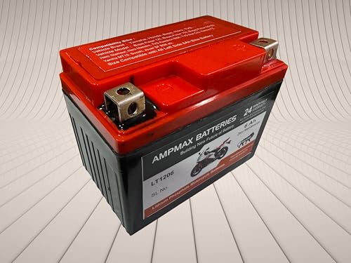 Image of Ampmax LT1206 Lithium Phosphate Motorcycle Battery, 12V 6Ah, Zero Maintenance, 24-Month Warranty, with active balancing