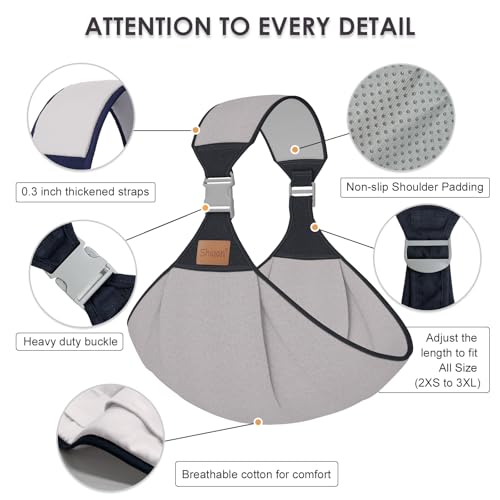 baby sling carrier baby carrier newborn to toddler7-45lbs toddler carrier with safety buckle one shoulder adjustable shoulder strap one size fits all grey