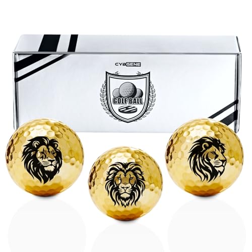 CybGene Lion Gifts for Men, Lion Golf Balls Set of 3, Cool Accessories for Golfer, for Golf Lovers