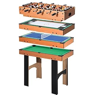 HOMCOM Table Multi Jeux 4 en 1 babyfoot Billard air Hockey ping-Pong avec Accessoires en Bois 87 x 43 x 73 cm