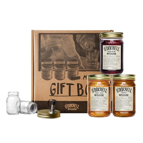 O´Donnell Moonshine Geschenkbox mit Wilde Beere, Toffee und Harte Nuss 25% vol, 3 x 350ml