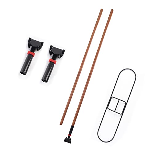 Matthew Cleaning Commercial Quick-Change Dust Mop Handle With Clip-On Metal Gripper For Heavy Duty Mop Head Replacement Holder, Lacquered Wood 60 Inch 12Packs--Natural #TOP4