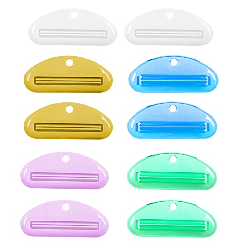 LULJY 10 pièces Distributeur de Presse - Tube de Dentifrice pour Salle de Bain (rose, vert, jaune, bleu, blanc) Cover