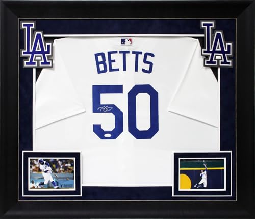 Dodgers Mookie Betts Signed Majestic Cool Base Framed Jersey JSA Witnessed - Autographed MLB Jerseys