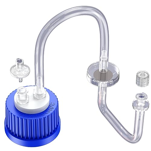 ZHANXUBIO GL32 Liquid Media Extractor Cap,GL45 Safety Cap with Holes, VapLock Solvent Delivery Cap (2-Port Tubing Set)