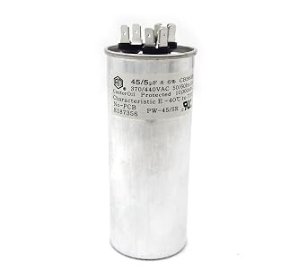 CBB65B 45+5 uf/MFD 370-440 VAC Volts Round Dual Run Capacitor 50/60 Hz AC Electric Condenser Straight Cool or Heat Pump