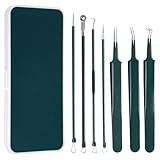 7 Stück Mitesserentferner Set, Pickel Ausdrücken Werkzeug, Blackhead Remover Tool, Pickelentferner, Edelstahl Mitesserentferner Komedonenquetscher Set, Komedonenheber für Mitesser, Akne, Milien