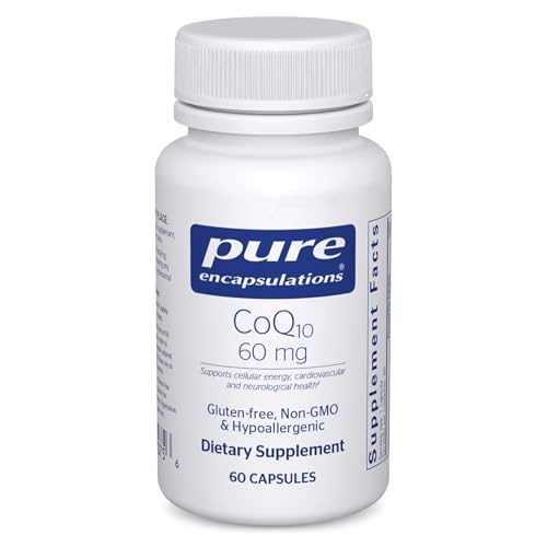 Pure Encapsulations CoQ10 60 mg | Coenzyme Q10 Supplement for Energy Antioxidants Brain and Cellular Health Cognition and Cardiovascular Support* | 60 Capsules