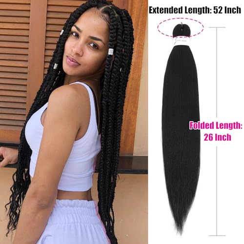 Braiding Hair Pre Stretched, 26 Inch 8 Pack Black Prestretched Braiding Hair For Women Braid Hair, Long Professional Synthetic Hair For Knotless Boho Crochet Braids,Yaki Straight Texture(26in,1b,8pc) - Image 3