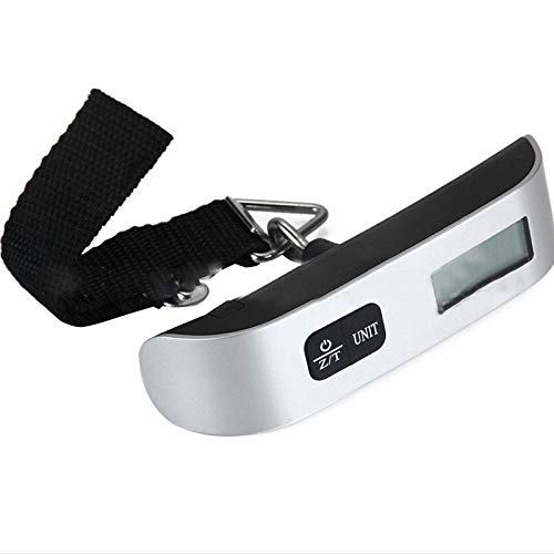 YOUZHA Correas negras llamadas balanzas electrónicas llamado equipaje que pesa 50 kg / 10 g con luz de fondo T Word 16x3 cm Nuevo, plateado