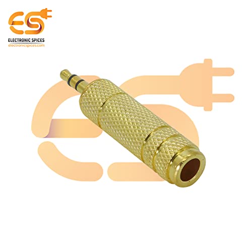 Image of Electronic Spices Mono 3.5mm male to 6.35mm female Golden color audio connector pack of 2pcs