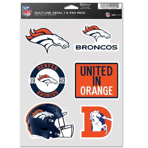 Wincraft NFL Sticker Multi-Use Set of 6 19 x 14 cm Denver Broncos Einheitsgre WC36927321