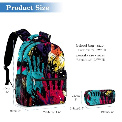 Cartable grande capacité graffiti patte avec trousse Large - 2