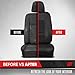 Motor Trend Hex Leatherette Seat Covers – Universal Fit Front Seat Protector for Cars, Trucks, SUVs – Premium Interior Protection, Easy to Install Automotive Upgrade, Black & Red Car Seat Cover