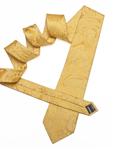 Image of YOHOWA Mens Ties Set Wedding Paisley Neckties with Handkerchief Cufflinks Formal Business
