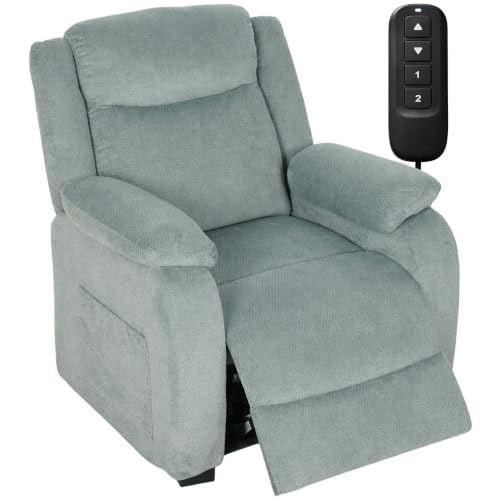 HOMCOM Sillón Relax Reclinable Eléctrico de Lino Asiento con Muelles Verde