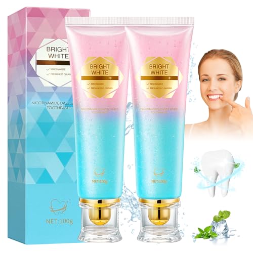 Audasi 2Pcs Nicotinamide Whitening Toothpaste,Pasta Dentífrica Blanqueadora Intensiva Con Niacinamida Con Cuidado Suave Natural Elimina Las Manchas En Profundidad Mejora La Salud De Las Encías Protege