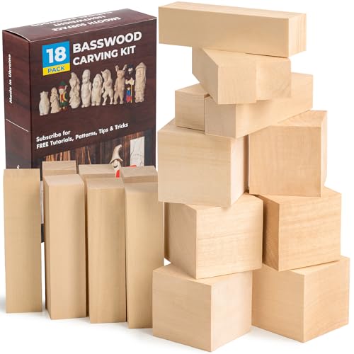 BeaverCraft Basswood Carving Blocks BW18 pcs Whittling Wood for Crafts - Soft Carving Wood -...