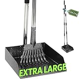 T2Y Pooper Scooper, Extra Long Handle Dog Pooper Scooper, Adjustable Stainless Steel Rake & Extra Large Tray, Antirust & Durable Poop Scoopers for Yard, Lawn, Snowfield, Suitable for Multi-Dog Family