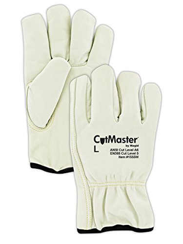 MAGID 1555W Cut Master Thermal Leather Drivers Glove - (12 Pairs) Cut Level A6, Medium, Gray, HPPE - Superior Insulation and Cut Protection