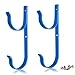 2 Pcs Set Pool Pole Hangers Heavy Duty Blue Aluminium Holder with Screws Perfect Hooks for Swimming Pool Telescopic Poles Skimmers Nets Brushes Vacuum Hose Garden Equipment Outdoor Supplies
