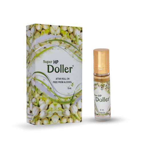 Image of HP Doller Attar Original Pure Long-Lasting Non-Alcoholic Roll-On Attar for Women, 8ml | Rich, Luxurious - Jasmine scent eau de parfum | Long-lasting Women's perfume | Perfect Signature Fragrance | Perfect for Gifting
