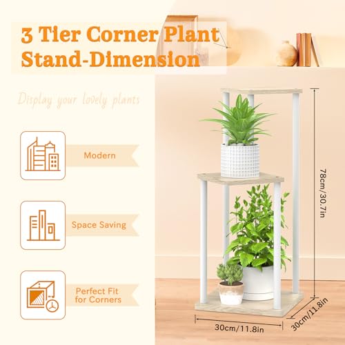 LyTaispuly 3 Tier Plant Stand Indoor, Metal Wood Tiered Corner Plant Stands Tall Holder - Image 2