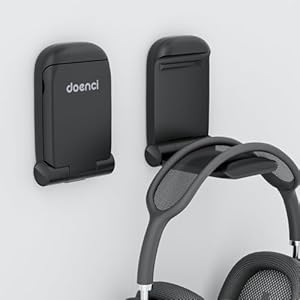 doenci Headset Ständer - Klappbarer & Kleiner Headset Halterung mit Selbstklebendem Kopfhörer Ständer für Schreibtisch/Wand, Praktisches Kopfhörer Halterung für AirPods Max, Gaming Zubehör, Schwarz
