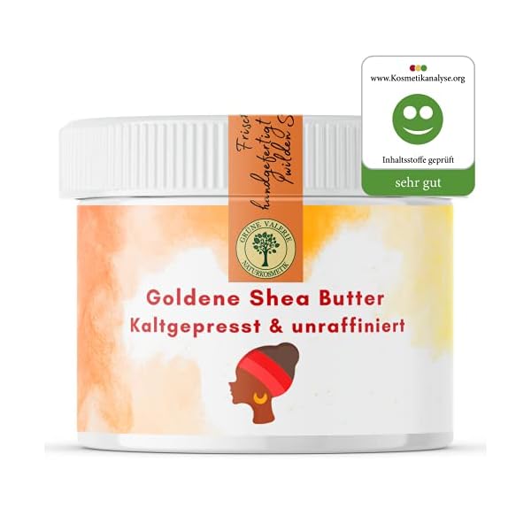 Goldene unrafinierte Shea Butter von Grüne Valerie | 250g Grade A+ | kaltgepresst, enthält alle Nährstoffe! | 100…