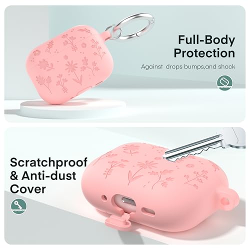 Maxjoy for AirPods Pro 3 Case Cover 2025,Engraved Soft Silicone Pink — view 5