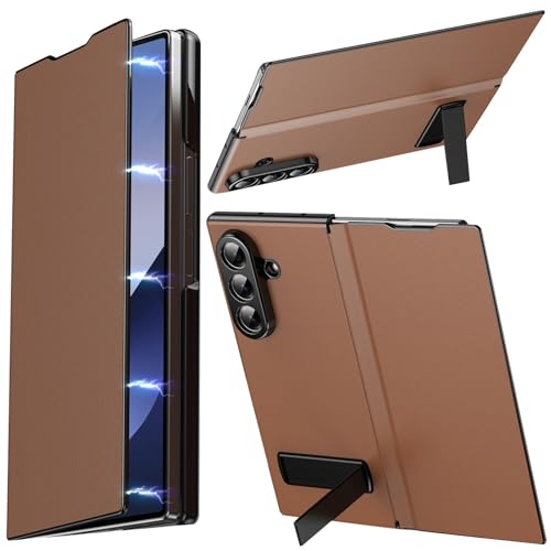 Étui pour Samsung Galaxy Z Fold7 cuir PU antichoc marron pliable