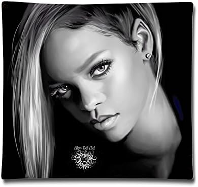 Famous Female Singer Rihanna Logo Cotton Sateen Pillow Case Cushion Cover (18"x 18")