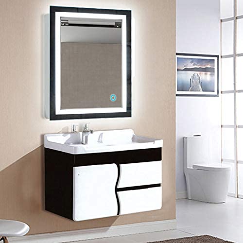 Miroir LED Rectangulaire Salle De Bain 50x70cm - Éclairage Intégré, Commande Tactile, Fonction Anti-buée