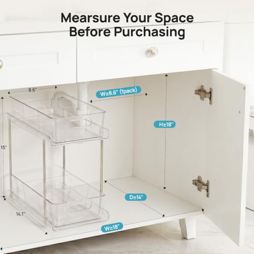 Image of Vtopmart 2 Pack Plastic Larger Higher Bathroom Kitchen Under Sink Organizer (M-Higher)