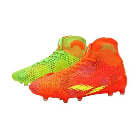 WELRUNG Women's Men's AG Cleats Professional Long Studs Wear Resistant Football Training Athletic Soccer Shoes for Youth Gold 8.5/7 US Cover