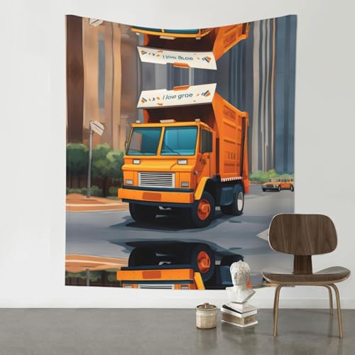 Tapisserie murale I Love Garbage Trucks BROLEO décoration chambre enfant 152x129 cm