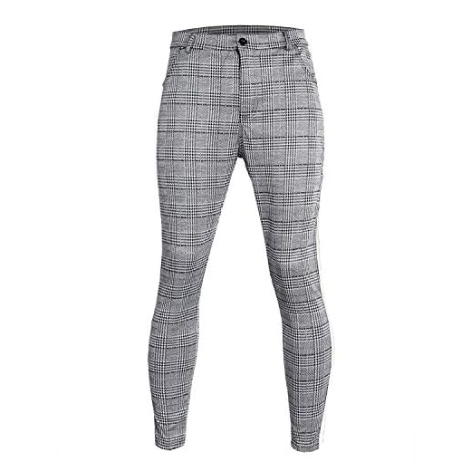 KEERADS- Pantalon Extensible pour Homme Coupe ajustée Treillis Pantalon imprimé à Carreaux Homme Pantalon décontracté