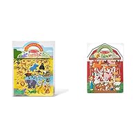 Melissa & Doug 9106 Puffy Sticker Play Set: Safari - 42 Reusable Stickers & 9408 Puffy Sticker Play Set - On The Farm - 52 Reusable Stickers, 2 Fold-Out Scenes