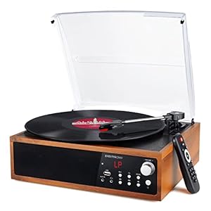 DIGITNOW Bluetooth-Plattenspieler, 3-Gang-Plattenspieler mit Stereolautsprechern, LP zu MP3, geeignet für Heimtextilien…