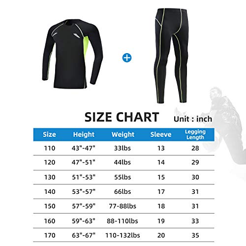 Image of Tesuwel 2 /3 /4 Pcs Boys Girls Base Layer Athletic Compression Leggings and Shirts Thermal Underwear Set Running Pants Tights