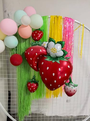Image of Big Strawberry Balloons Berry Foil Balloons for Strawberry Birthday Party Decorations Berry Sweet Baby Shower Decorations Berry First Birthday Decor Strawberry Decorations for Party Picnic Theme