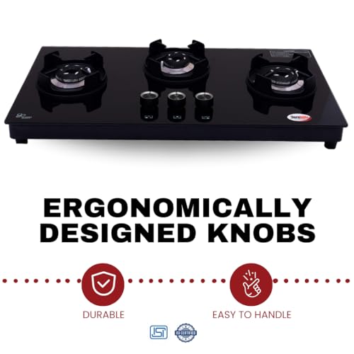 HORNBILLS 3 Burner HOB Design Mild Steel FRAME CROWN Pan Support Automatic With ALLOY BLACK BURNER - Image 3