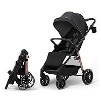 Kinderkraft Grande 2 Stroller, Baby Pushchair, up to 22kg, Click&FOLD, Large Shock-Absorbing Wheels, Adjustable, Spacious Seat, Lightweight, Black