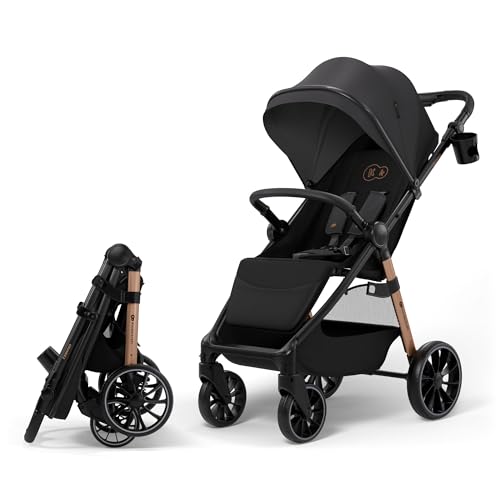 Image of Kinderkraft Grande 2 Stroller, Baby Pushchair, up to 22kg, Click&FOLD, Large Shock-Absorbing Wheels, Adjustable, Spacious Seat, Lightweight, Black